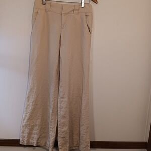 London Jean The Marisa Fit Wide Leg 100% Linen Pants Neutral Beige Size 0